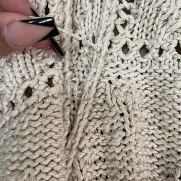 Lady Footlocker Casuals Cream Hand Knit 100% Silk Button Up Cardigan Sz L - Picture 9 of 16